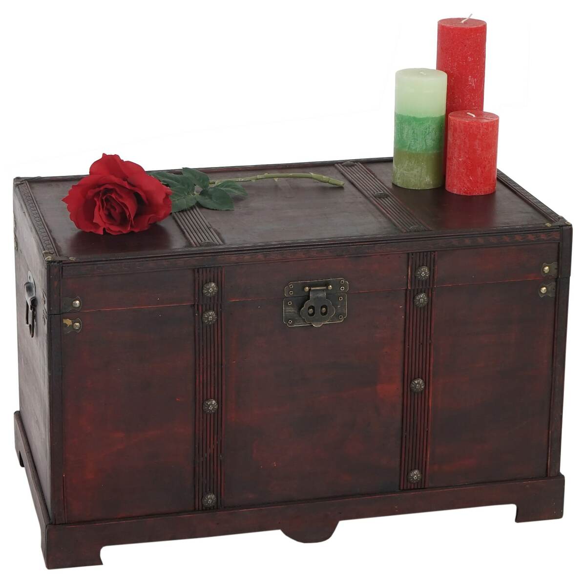 Bild 1 von Holztruhe Holzbox Schatztruhe Antibes Antikoptik 39x67x38cm ~ eckig