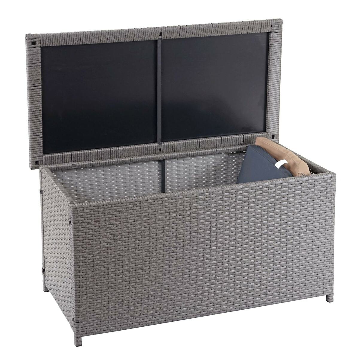 Bild 1 von Poly-Rattan Kissenbox MCW-D88, Gartentruhe Auflagenbox Truhe ~ Basic grau, 51x115x59cm 250l