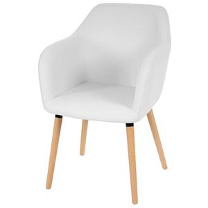 Esszimmerstuhl Vaasa T381, Stuhl Küchenstuhl, Retro 50er Jahre Design ~ Kunstleder, weiß, helle Beine