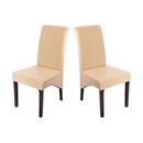 Bild 1 von 2er-Set Esszimmerstuhl Cesena ~ Leder, creme, dunkle Füße