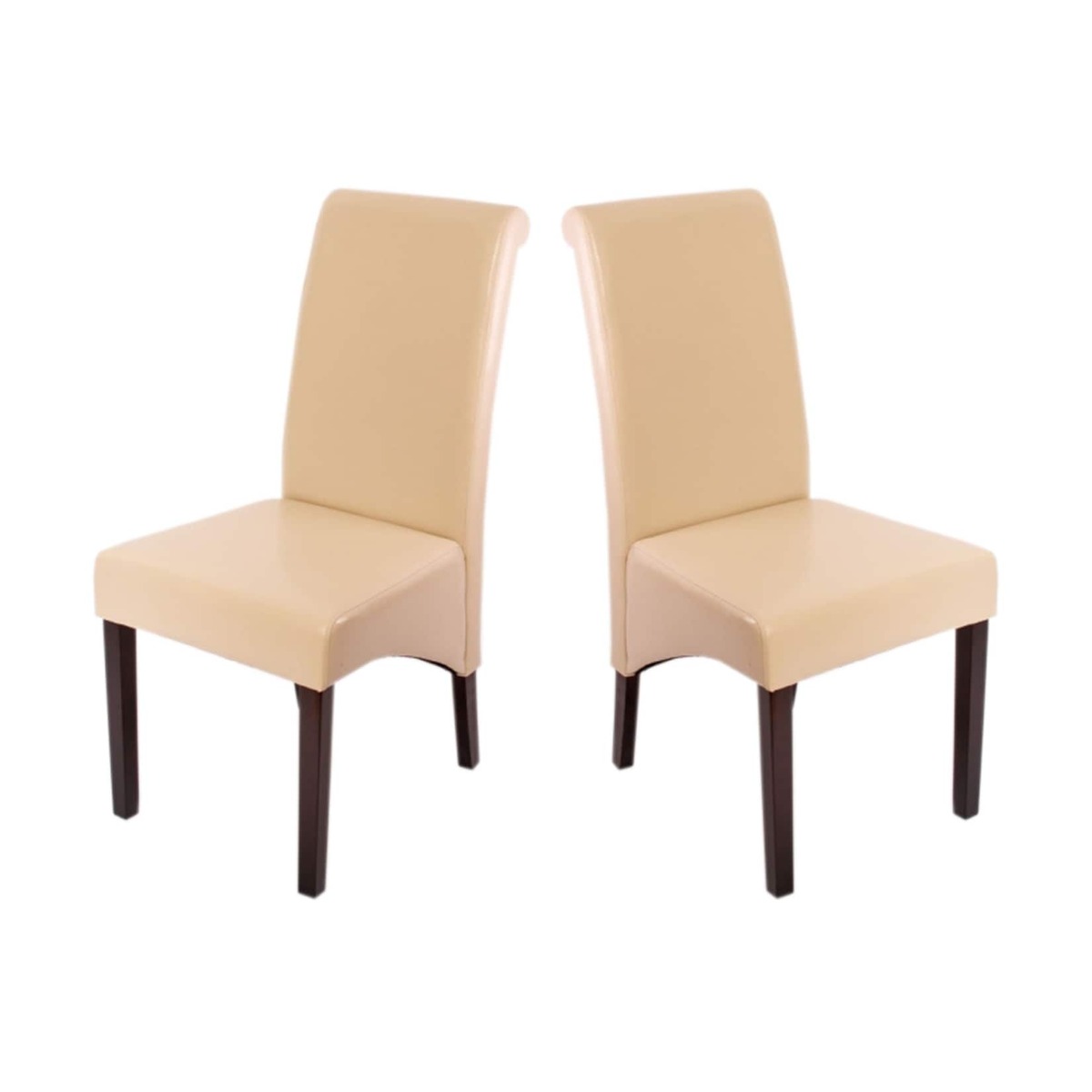 Bild 1 von 2er-Set Esszimmerstuhl Cesena ~ Leder, creme, dunkle Füße