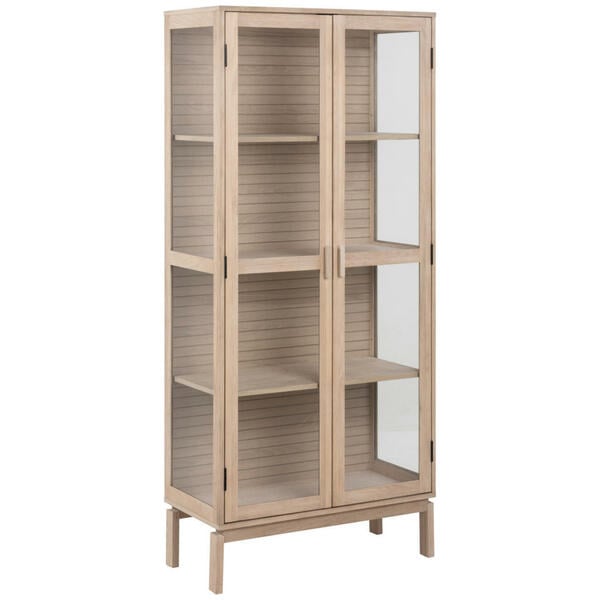 Bild 1 von Livetastic Vitrine, Weiß, Holzwerkstoff, Eiche, massiv,furniert, 3 Fächer, 80x180x40 cm, Esszimmer, Vitrinen