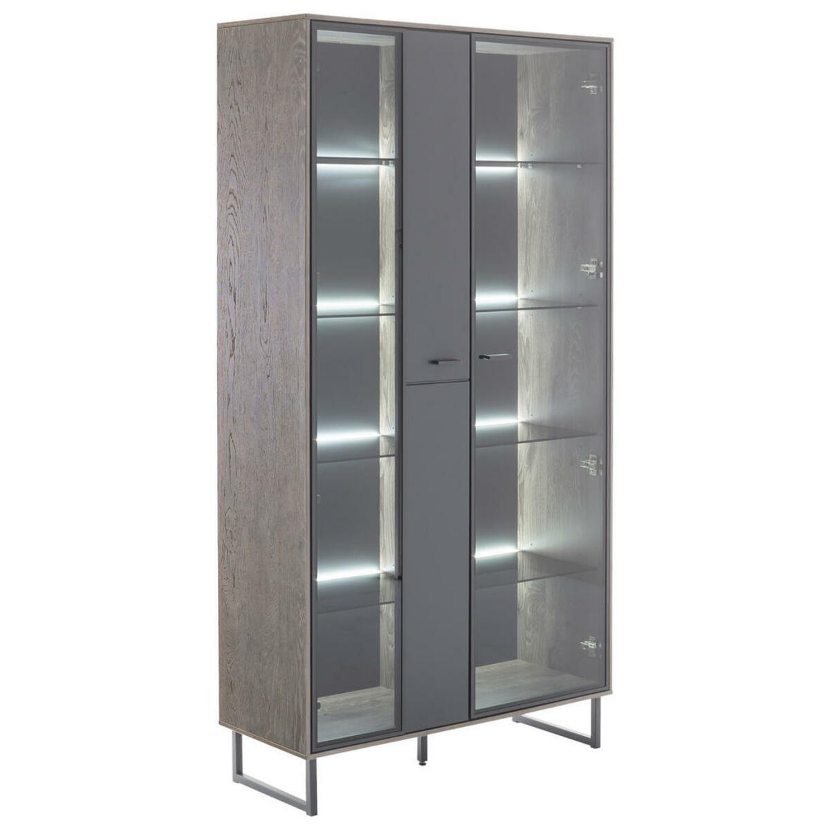 Bild 1 von Mid.you Vitrine, Eiche, Glas, furniert, 8 Fächer, 98x185x37 cm, Esszimmer, Vitrinen