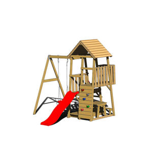 Spielturm, Natur, Rot, Holz, Kiefer, 270x270x290 cm, Outdoor Spielzeug, Spielhäuser