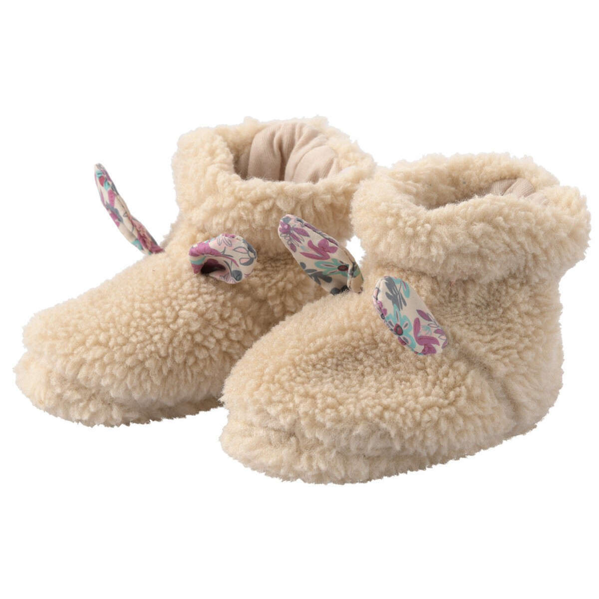 Bild 1 von Newborn Plüsch-Schühchen mit Applikation BEIGE