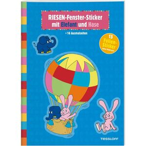 RIESEN-Fenster-Sticker mit Elefant und Hase