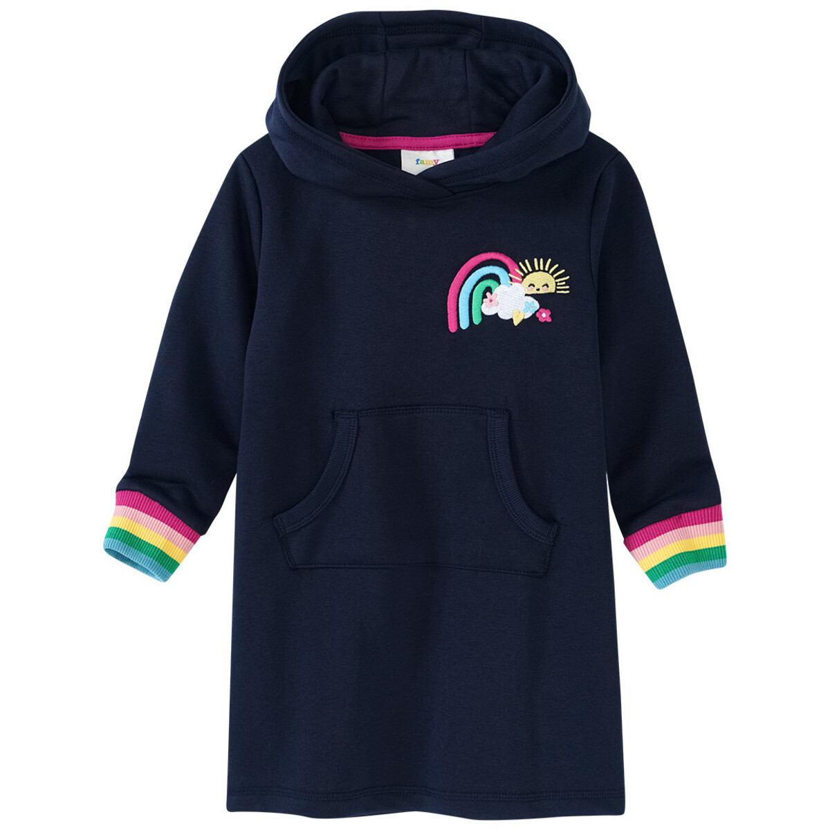 Bild 1 von Mädchen Sweatkleid mit Regenbogen-Stickerei DUNKELBLAU