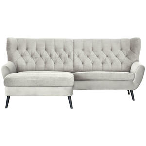 Stylife Ecksofa, Creme, Textil, Buche, vollmassiv, Uni, 4-Sitzer, Ottomane links, L-Form, 237x165 cm, Typenauswahl, Stoffauswahl, seitenverkehrt erhältlich, Rücken echt, Armteil links, rechts, Wohn
