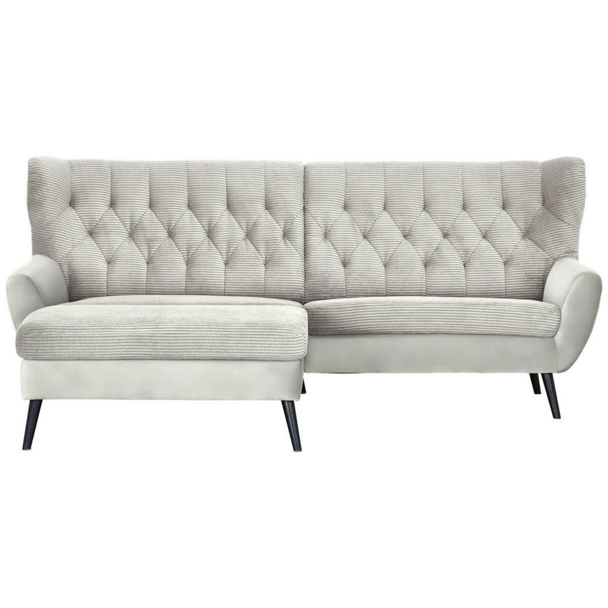 Bild 1 von Stylife Ecksofa, Creme, Textil, Buche, vollmassiv, Uni, 4-Sitzer, Ottomane links, L-Form, 237x165 cm, Typenauswahl, Stoffauswahl, seitenverkehrt erhältlich, Rücken echt, Armteil links, rechts, Wohn