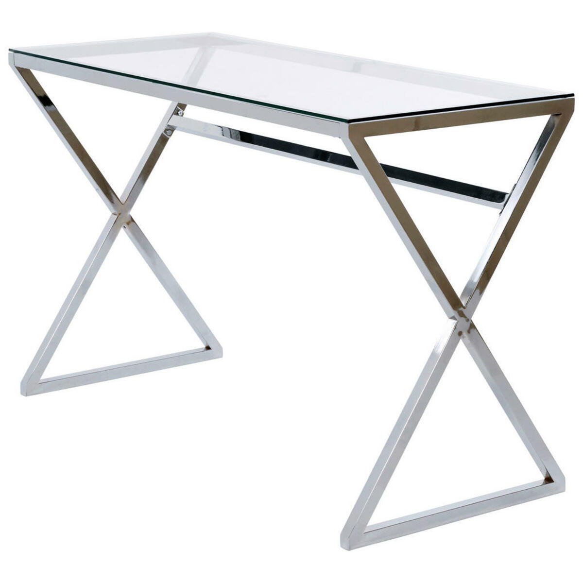 Bild 1 von Livetastic Schreibtisch, Klar, Chrom, Metall, Glas, X-Form, 50x72 cm, Arbeitszimmer, Schreibtische, Bürotische