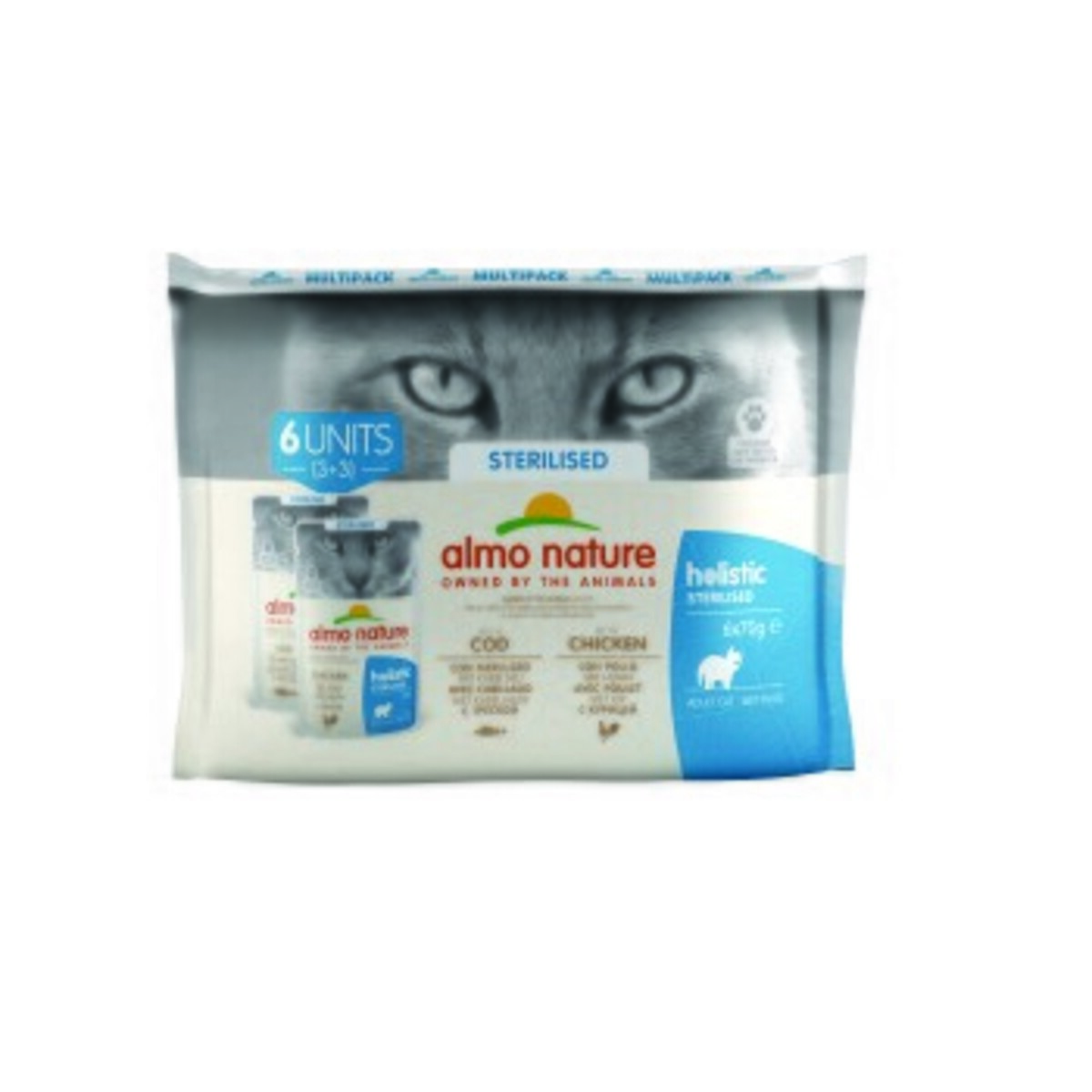 Bild 1 von Almo nature Almo Holistic Sterilised Multipack 6x70 g mit Kabeljau & Huhn