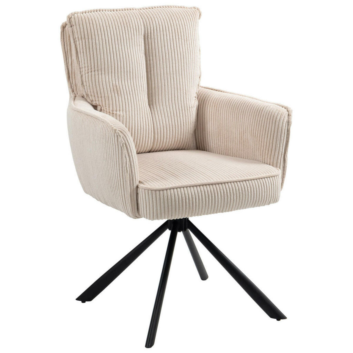 Bild 1 von Novel Armlehnstuhl, Beige, Metall, Textil, Stativgestell, 62x95x67 cm, Handmade in China, Stoffauswahl, Sitzfläche 180° drehbar, Esszimmer, Stühle, Esszimmerstühle, Armlehnenstühle