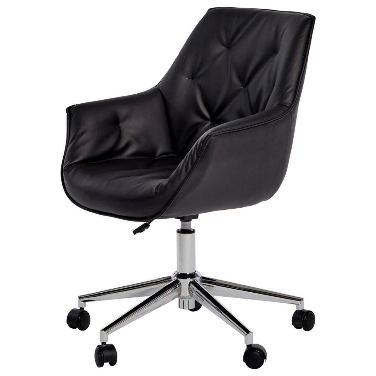 Bild 1 von Livetastic Drehstuhl, Schwarz, Chrom, Metall, Kunststoff, Füllung: Schaumstoff, Rundrohr, Drehkreuz, 61x61x84 cm, Sitzfläche 360° drehbar, abwischbar, Arbeitszimmer, Bürostühle, Drehstühle