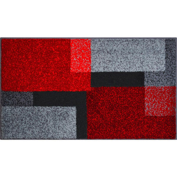 Bild 1 von Grund Badteppich Atala, Grau, Rot, Schwarz, Textil, Karo, rechteckig, 60 cm, Oeko-Tex® Standard 100, für Fußbodenheizung geeignet, rutschfest, Badtextilien, Badematten