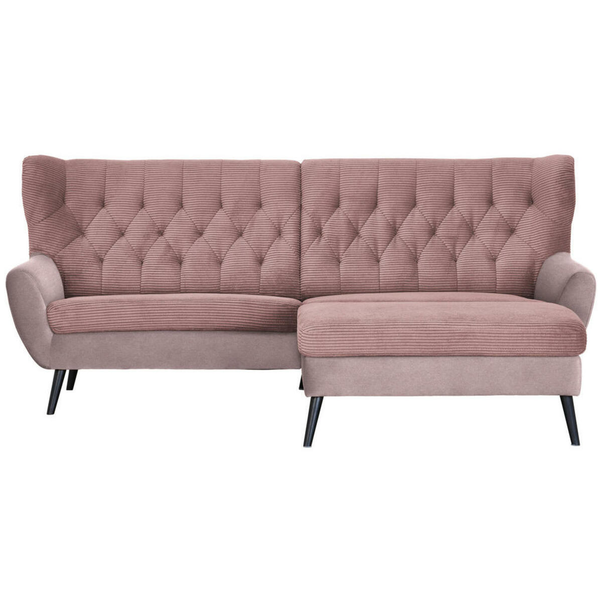Bild 1 von Stylife Ecksofa, Rosa, Textil, Buche, vollmassiv, Uni, 4-Sitzer, Ottomane rechts, L-Form, 237x165 cm, Typenauswahl, Stoffauswahl, seitenverkehrt erhältlich, Rücken echt, Armteil links, rechts, Wohn