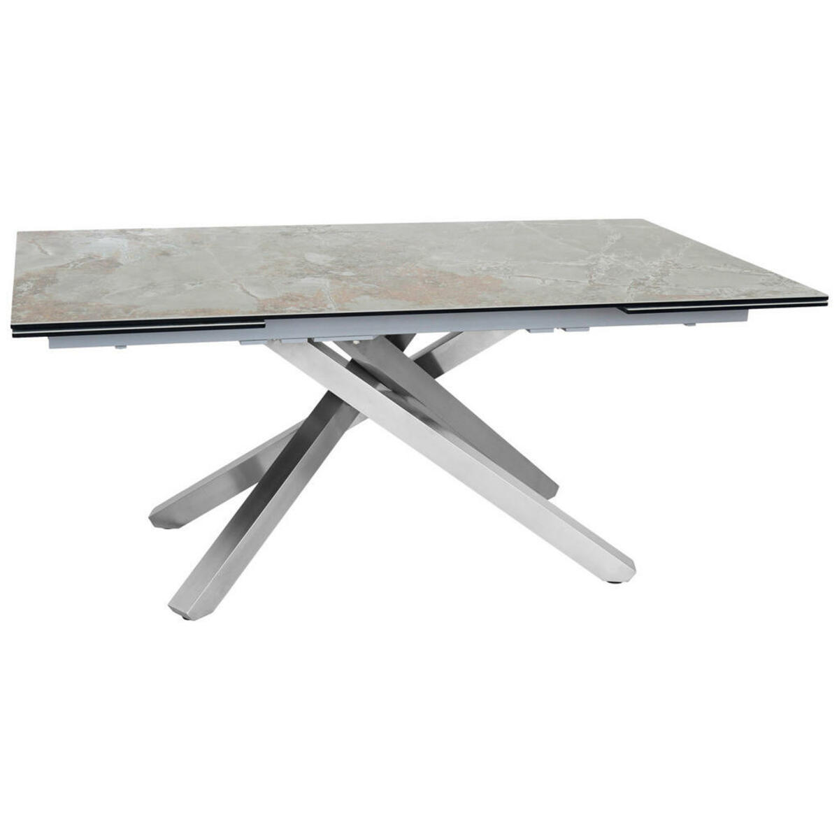 Novel Esstisch, Edelstahl, Hellgrau, Hellbraun, Metall, Glas, Keramik, rechteckig, eckig, 98x76