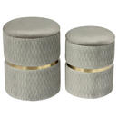 Bild 1 von Mid.you Hockerset, Grau, Gold, Metall, Textil, 2-teilig, 31.5x36x38 cm, Stauraum, Wohnzimmer, Hocker, Sitzhocker