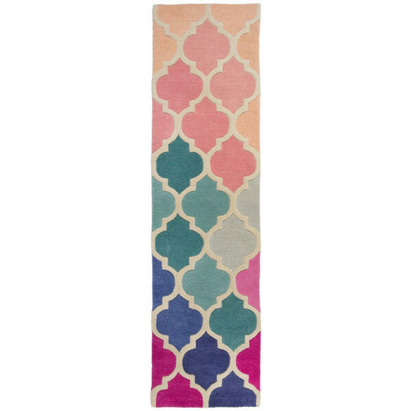 Bild 1 von Läufer Illusion, Rosa, Textil, Mosaik, rechteckig, 230x60 cm, Reach, AZO-frei, Handmade in India, für Fußbodenheizung geeignet, pflegeleicht, Teppiche & Böden, Teppiche, Teppichläufer