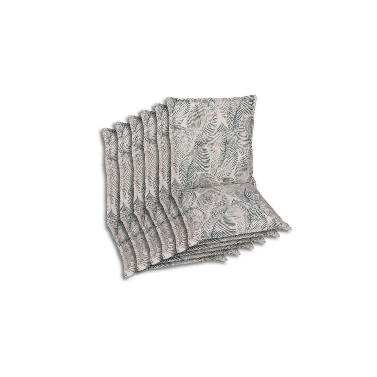 Bild 1 von Sesselauflagenset, Grau, Beige, Textil, 6-teilig, Blätter, Füllung: Schaumstoff, Vlies, 50x7x100 cm, Oeko-Tex® Standard 100, pflegeleicht, hochwertige Qualität, langlebig, für den Außenbereich