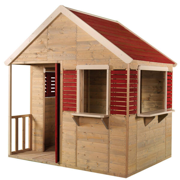 Bild 1 von Spielhaus, Natur, Rot, Holz, Kiefer, 155x168x120 cm, Spielzeug, Kinderspielzeug, Spielzeug für Draußen