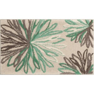 Grund Badteppich Art, Grün, Textil, Blume, rechteckig, 70 cm, Oeko-Tex® Standard 100, für Fußbodenheizung geeignet, rutschfest, Badtextilien, Badematten