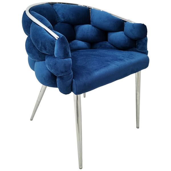 Bild 1 von Mid.you Armlehnstuhl-Set, Blau, Silber, Textil, Rundrohr, 65x79x61 cm, Esszimmer, Stühle, Esszimmerstühle, Esszimmerstühle-Set