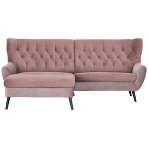 Stylife Ecksofa, Rosa, Textil, Buche, vollmassiv, Uni, 4-Sitzer, Ottomane links, L-Form, 237x165 cm, Typenauswahl, Stoffauswahl, seitenverkehrt erhältlich, Rücken echt, Armteil links, rechts, Wohnz