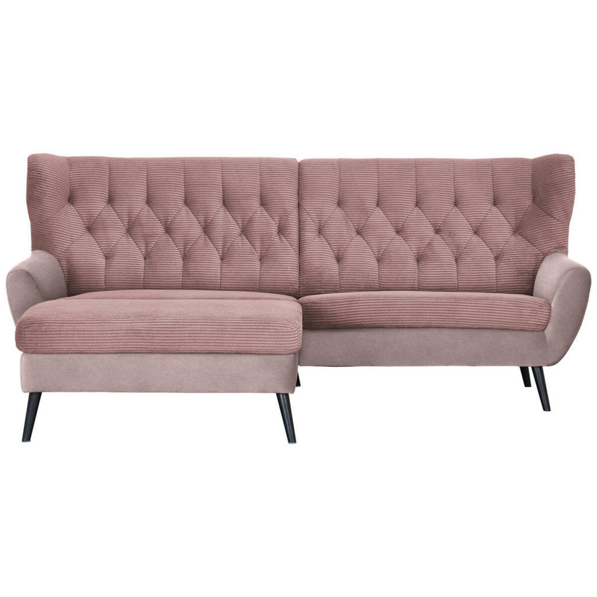 Bild 1 von Stylife Ecksofa, Rosa, Textil, Buche, vollmassiv, Uni, 4-Sitzer, Ottomane links, L-Form, 237x165 cm, Typenauswahl, Stoffauswahl, seitenverkehrt erhältlich, Rücken echt, Armteil links, rechts, Wohnz