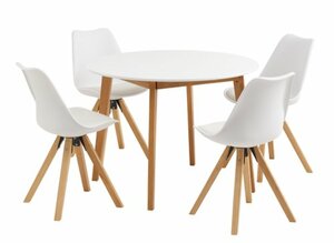 JEGIND Ø105 Tisch weiß + 4 BLOKHUS Stühle weiß