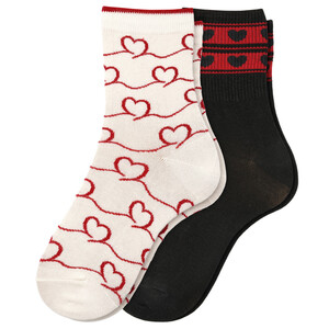2 Paar Damen Socken mit Viskose SCHWARZ / CREME