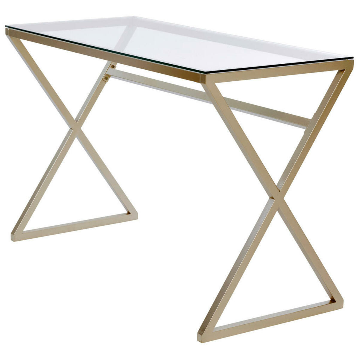 Bild 1 von Livetastic Schreibtisch, Gold, Metall, Glas, X-Form, 50x72 cm, Arbeitszimmer, Schreibtische, Bürotische