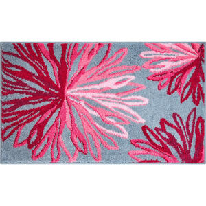 Grund Badteppich Art, Grau, Rosa, Textil, Blume, rechteckig, 70 cm, Oeko-Tex® Standard 100, rutschfest, Badtextilien, Badematten