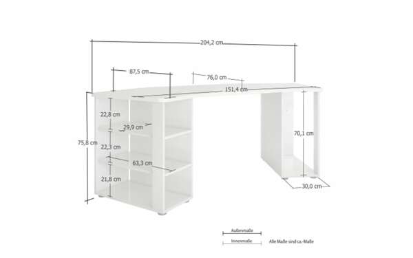 Bild 2 von Gaming-Schreibtisch Pippo, Hochglanz weiß