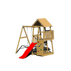 Spielturm, Natur, Rot, Holz, Kiefer, 270x270x290 cm, Outdoor Spielzeug, Spielhäuser