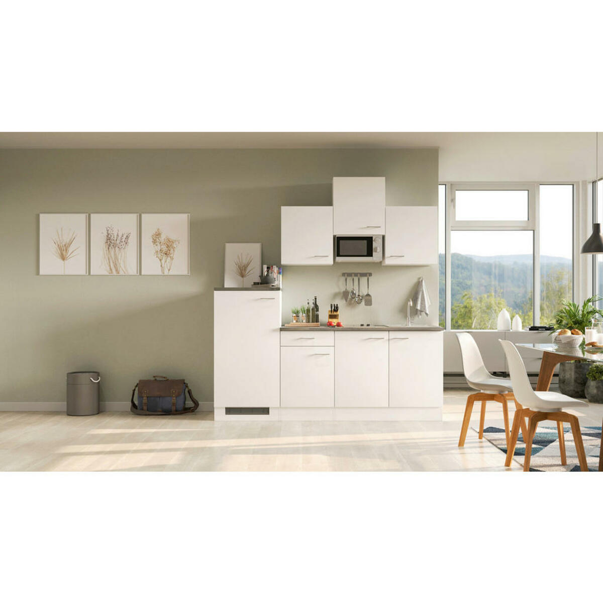 Bild 1 von FlexWell Küchenblock, Weiß, Kunststoff, 1,1 Schubladen, einmalig seitenverkehrt montierbar, nur wie online abgebildet bestellbar, 210 cm, Made in Germany, links aufbaubar, rechts aufbaubar, Küchen