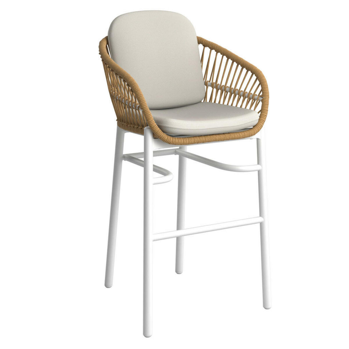 Bild 1 von Ambia Garden Barhocker, Natur, Weiß, Beige, Metall, Kunststoff, Textil, Füllung: Schaumstoff, Rundrohr, 63x112x63 cm, Typenauswahl, stapelbar, Esszimmer, Barmöbel, Barhocker