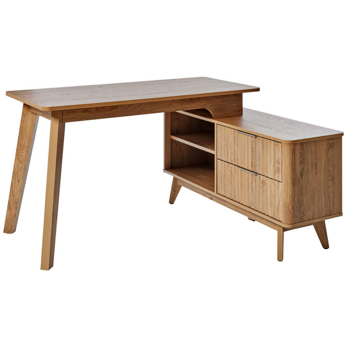 Bild 1 von Livetastic Eckschreibtisch, Eiche, Metall, 2 Schubladen, rechteckig, eckig, 120x76.20 cm, Kabeldurchlass, Stauraum, seitenverkehrt montierbar, Arbeitszimmer, Schreibtische, Eckschreibtische