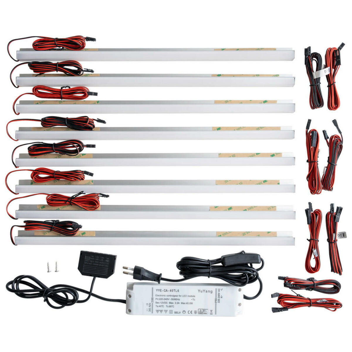 Bild 1 von Mid.you Glasbodenbeleuchtungs-Set, Silber, Metall, Kunststoff, 45x2x2 cm, Lampen & Leuchten, Innenbeleuchtung, Schrankbeleuchtung