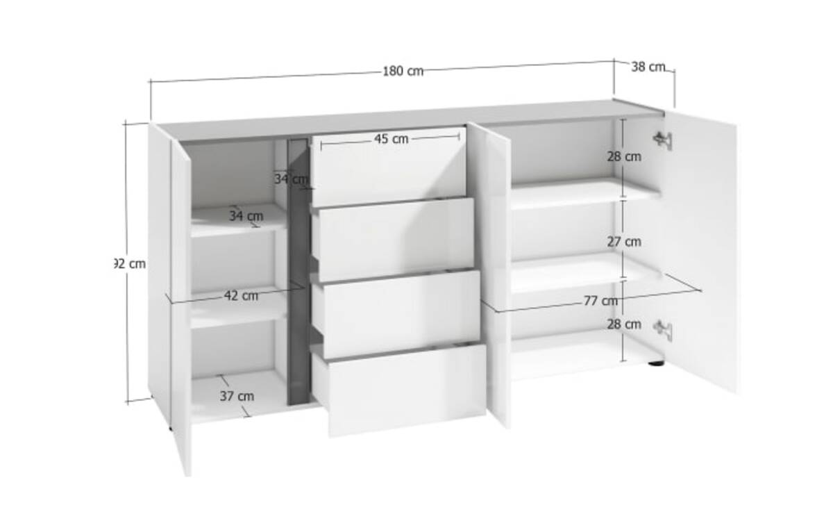 Bild 4 von Kitaly - Sideboard Atrium, weiß, 180 cm