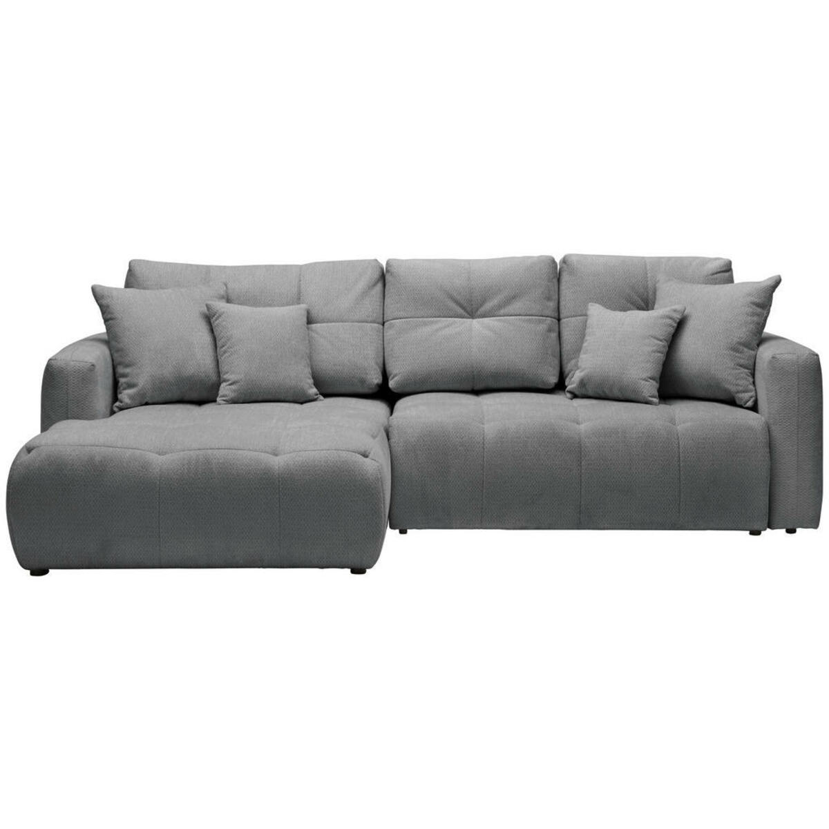 Bild 1 von Hom`in Ecksofa, Grau, Dunkelgrau, Textil, 3-Sitzer, Füllung: Schaumstoff, Ottomane links, L-Form, 276x172 cm, Stoffauswahl, Liegefunktion, seitenverkehrt erhältlich, Schlafen auf Sitzhöhe, Rücken