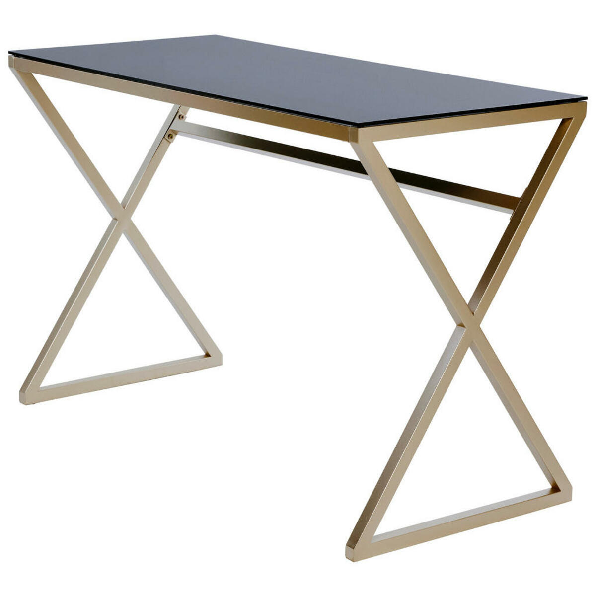 Bild 1 von Livetastic Schreibtisch, Schwarz, Gold, Metall, Glas, rechteckig, X-Form, 50x72 cm, Arbeitszimmer, Schreibtische, Bürotische