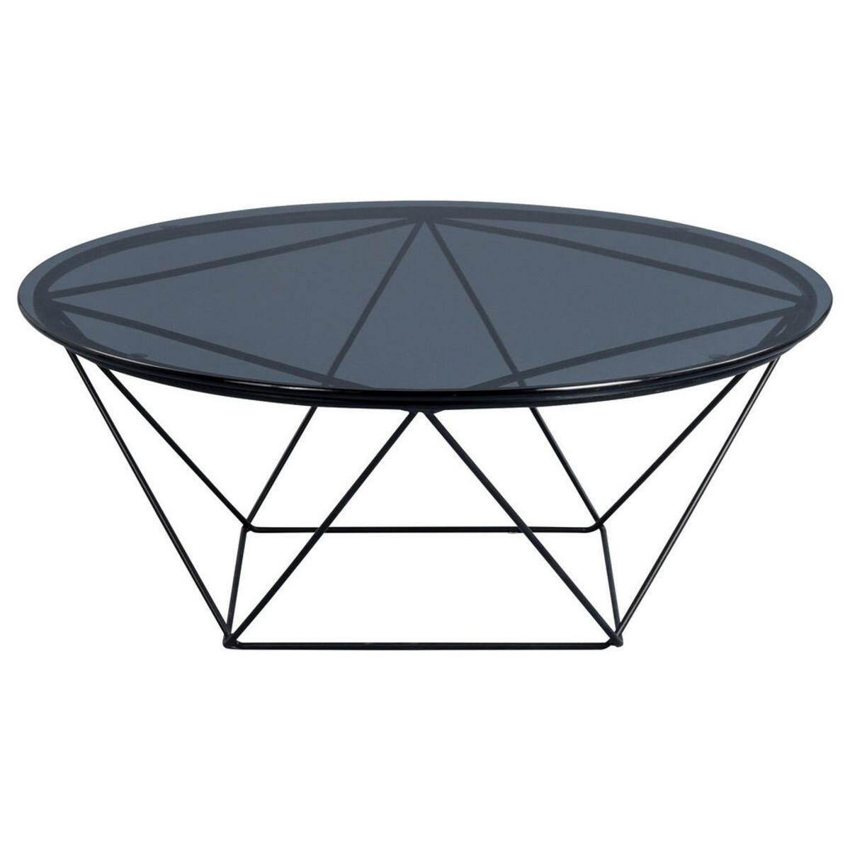 Bild 1 von Boxxx Couchtisch, Grau, Schwarz, Metall, Glas, rund, Gittergestell, 90x36 cm, Wohnzimmer, Wohnzimmertische, Couchtische, Glas-Couchtische