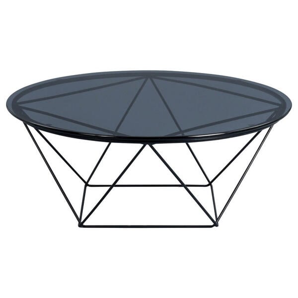 Bild 1 von Boxxx Couchtisch, Grau, Schwarz, Metall, Glas, rund, Gittergestell, 90x36 cm, Wohnzimmer, Wohnzimmertische, Couchtische, Glas-Couchtische