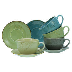 Creatable Tassenset, Blau, Grau, Grün, Beige, Keramik, 8-teilig, 300 ml, Kaffee & Tee, Tassen, Kaffeetassen-Sets