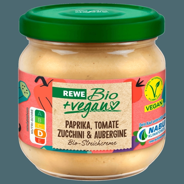 Bild 1 von REWE Bio + vegan Streichcreme Paprika, Tomate, Zucchini & Aubergine 180g