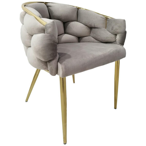 Bild 1 von Mid.you Armlehnstuhl-Set, Taupe, Gold, Textil, Rundrohr, 65x79x61 cm, Esszimmer, Stühle, Esszimmerstühle, Esszimmerstühle-Set