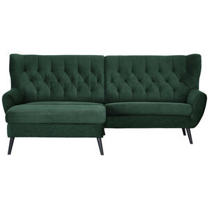 Stylife Ecksofa, Grün, Textil, Buche, vollmassiv, Uni, 4-Sitzer, Ottomane links, L-Form, 237x165 cm, Typenauswahl, Stoffauswahl, seitenverkehrt erhältlich, Rücken echt, Armteil links, rechts, Wohn