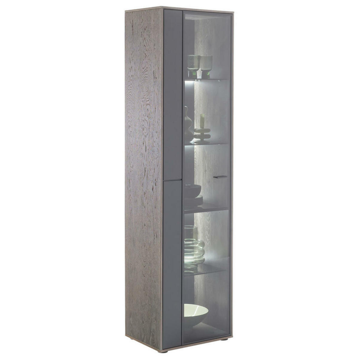Bild 1 von Mid.you Vitrine, Eiche, Glas, furniert, 4 Fächer, 50x190x37 cm, Esszimmer, Vitrinen