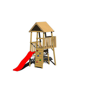 Spielturm, Natur, Rot, Holz, Kiefer, 110x270x260 cm, Outdoor Spielzeug, Spielhäuser