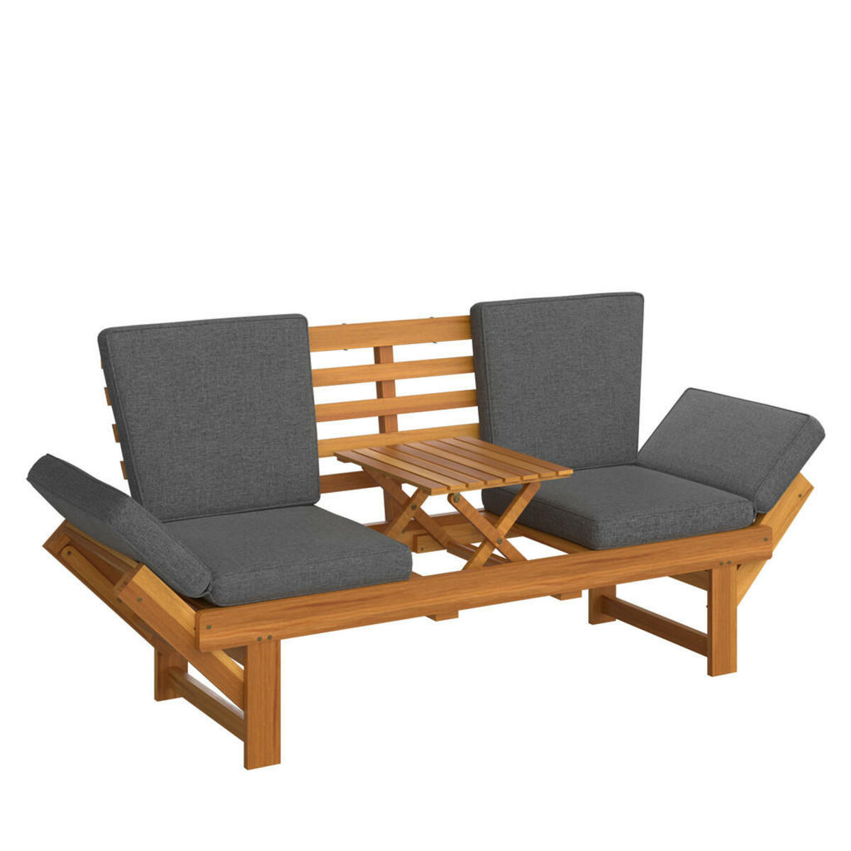 Bild 1 von Ambia Garden Gartenbank, Grau, Akazie, Holz, Textil, Akazie, Hartholz, 2-Sitzer, 206x83x63 cm, Gartenmöbel, Gartenbänke